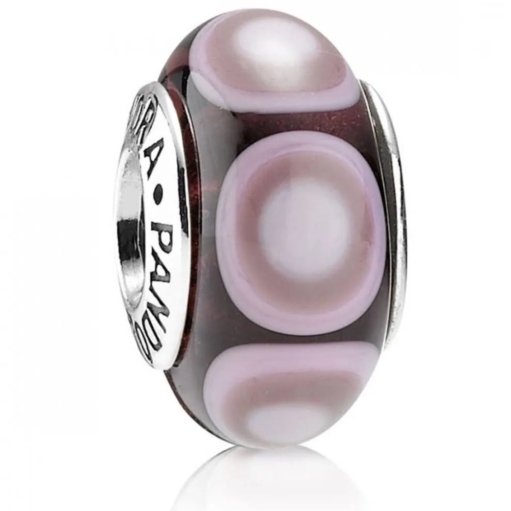 Pandora Sterling Plum Purple Murano Glass Stepping Stones Rare Bead Charm